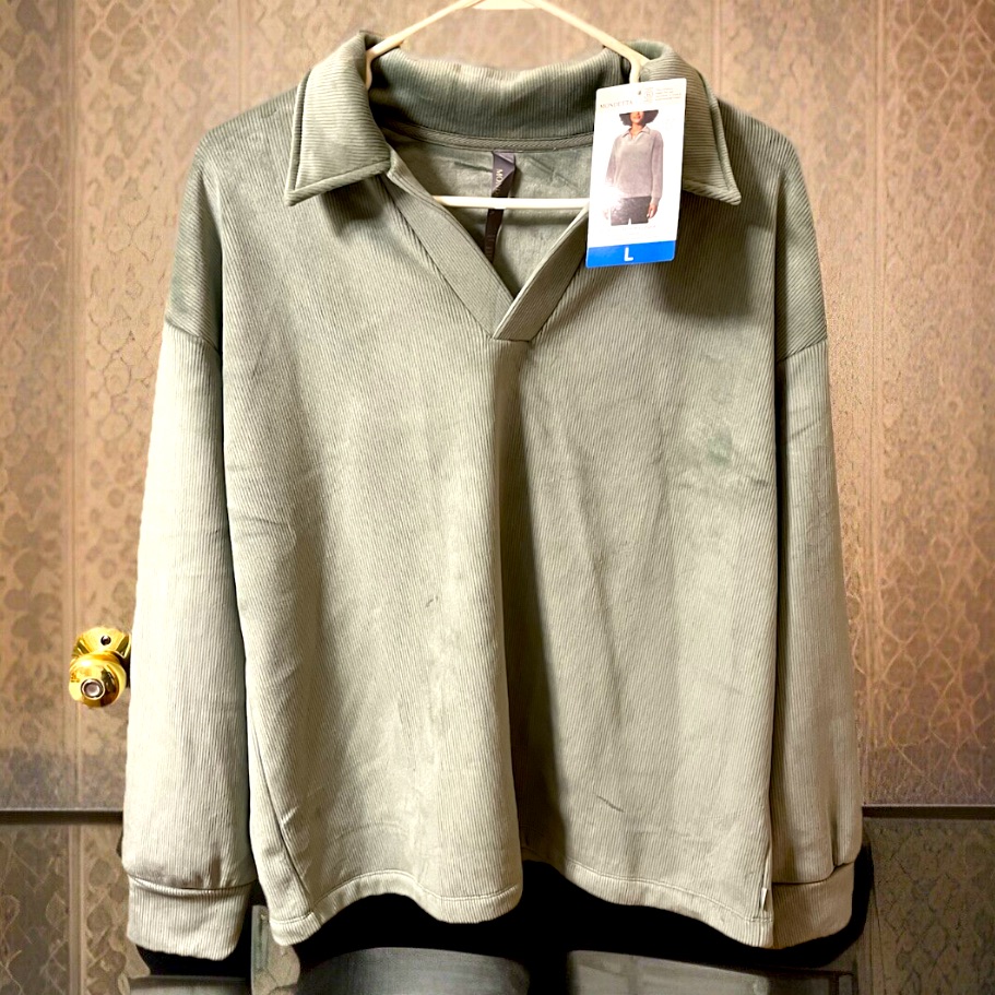 Mondetta Super Soft Corduroy Long Sleeve Fleece Pullover W/Dropped Shoulder Nwt